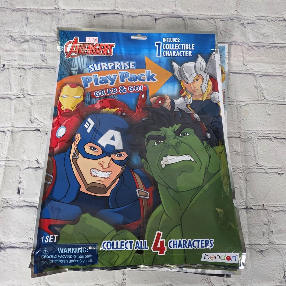 Lot of 3 LARGE AVENGERS SURPRISE PLAY PACKS - Foam Character, Stickers, Poster++